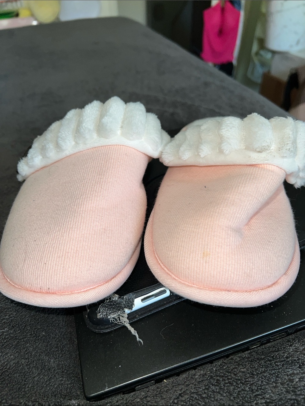 Cozy Pink Plush-Trim Women's Slippers
